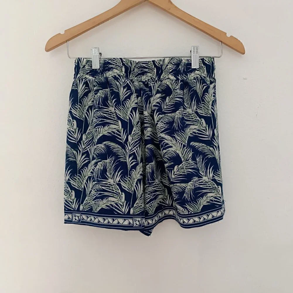NWT Max Studio Blue Leaves Printed Flowy Shorts XS​​​​​​​​​​​​​​​​​​​​​​​​​​​​​​